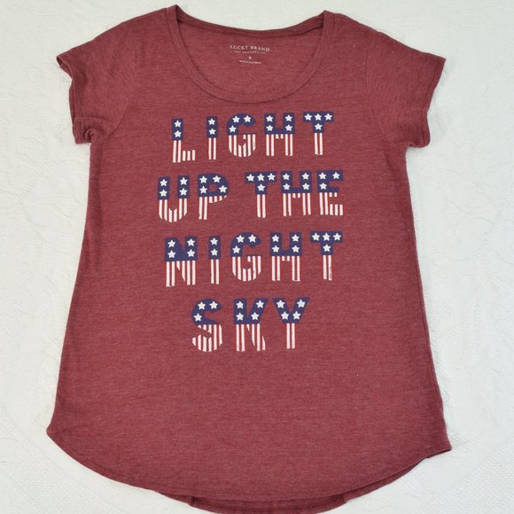 Lucky Brand LIGHT UP THE NIGHT SKY Red White Blue 4th Of July Womens T-Shirt S - Picture 11 of 11